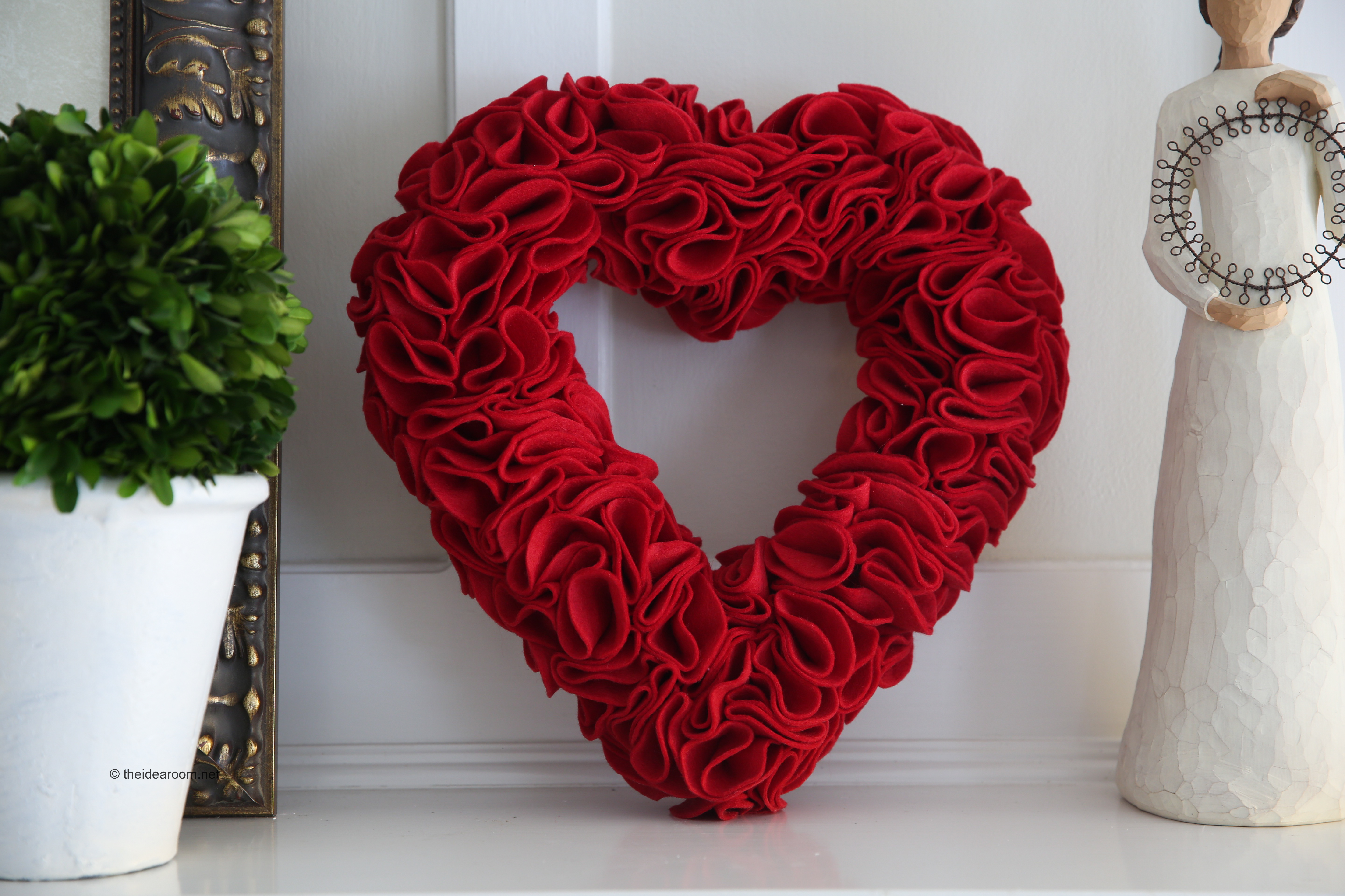 DIY Crepe Paper Heart Wreath for Valentine's Day