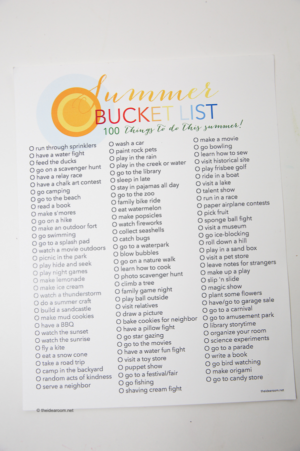 Summer Bucket List Printable The Idea Room