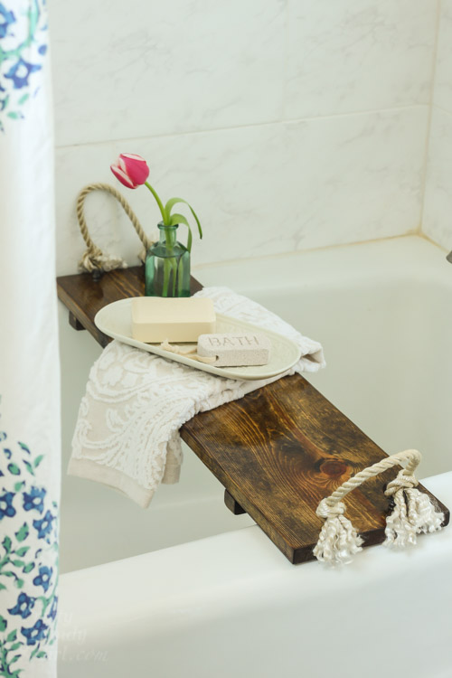 Wooden Bathtub Tray DIY Tutorial - Joyful Derivatives
