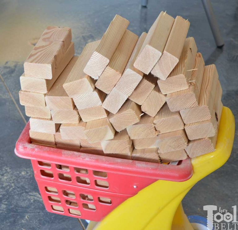 giant jenga game with giant wood blocks and dice