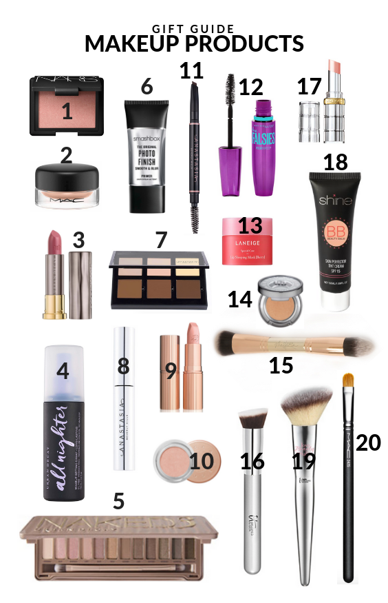 list of all makeup products